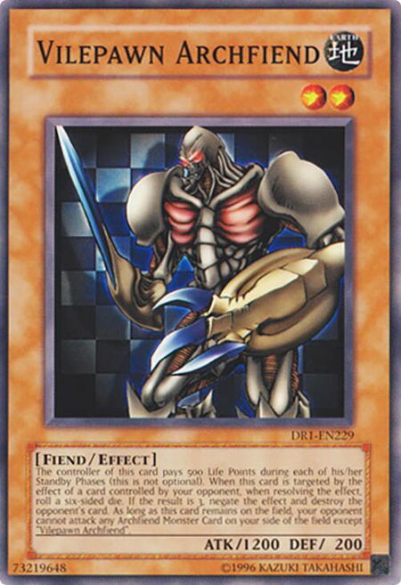 Vilepawn Archfiend trading card from Dark Revelation Volume 1 Vilepawn Archfiend - Dark Revelation Volume 1 YuGiOh trading card
