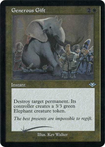 Generous Gift (Retro Frame) (Foil Etched) trading card from Modern Horizons Generous Gift (Retro Frame) (Foil Etched) - Modern Horizons Magic: The Gathering trading card