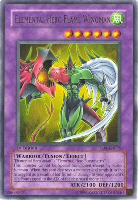 Elemental HERO Flame Wingman - The Lost Millennium YuGiOh trading card