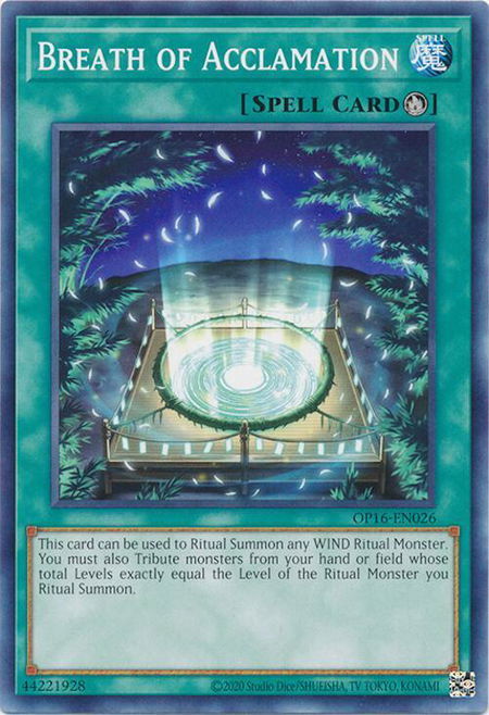 Breath of Acclamation - OTS Tournament Pack 16 YuGiOh trading card