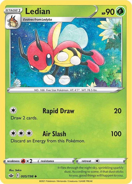 Ledian trading card from SWSH06: Chilling Reign Ledian - SWSH06: Chilling Reign Pokémon trading card