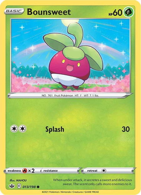 Bounsweet trading card from SWSH06: Chilling Reign Bounsweet - SWSH06: Chilling Reign Pokémon trading card