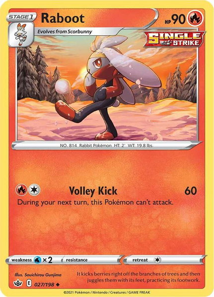 Raboot trading card from SWSH06: Chilling Reign Raboot - SWSH06: Chilling Reign Pokémon trading card