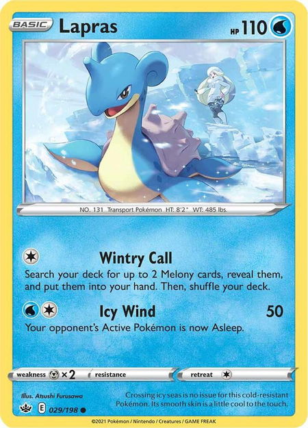 Lapras trading card from SWSH06: Chilling Reign Lapras - SWSH06: Chilling Reign Pokémon trading card