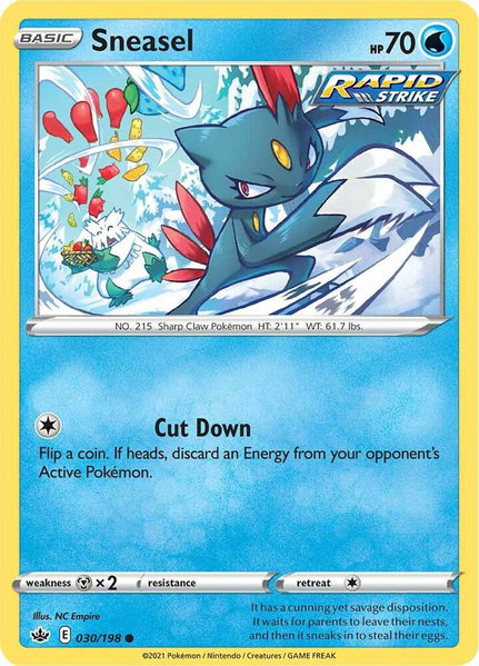 Sneasel trading card from SWSH06: Chilling Reign Sneasel - SWSH06: Chilling Reign Pokémon trading card
