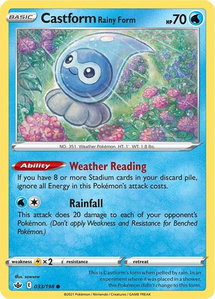 Castform Rainy Form - SWSH06: Chilling Reign (SWSH06) #033/198 - Common Pokémon Trading Card