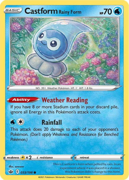 Castform Rainy Form - SWSH06: Chilling Reign Pokémon trading card
