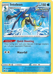 Inteleon - SWSH06: Chilling Reign (SWSH06) #043/198 - Holo Rare Pokémon Trading Card
