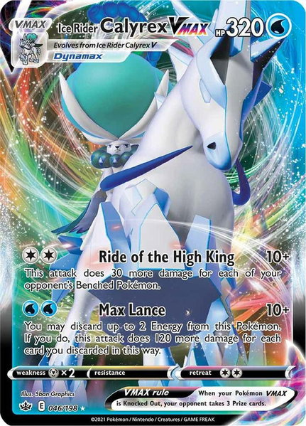 Ice Rider Calyrex VMAX trading card from SWSH06: Chilling Reign Ice Rider Calyrex VMAX - SWSH06: Chilling Reign Pokémon trading card