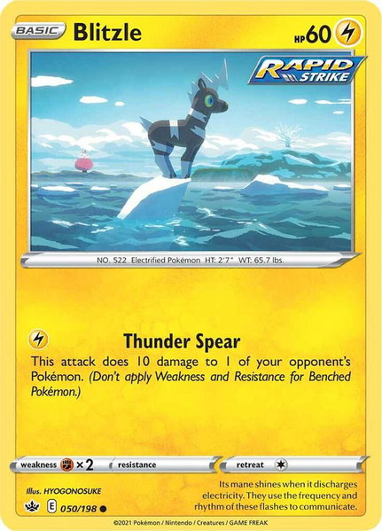 Blitzle trading card from SWSH06: Chilling Reign Blitzle - SWSH06: Chilling Reign Pokémon trading card
