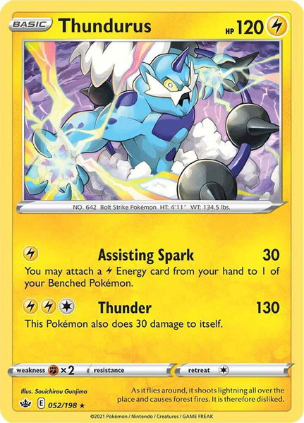 Thundurus trading card from SWSH06: Chilling Reign Thundurus - SWSH06: Chilling Reign Pokémon trading card