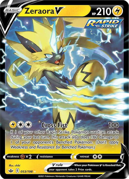 Zeraora V trading card from SWSH06: Chilling Reign Zeraora V - SWSH06: Chilling Reign Pokémon trading card