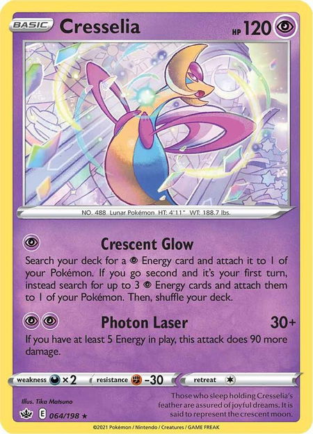 Cresselia trading card from SWSH06: Chilling Reign Cresselia - SWSH06: Chilling Reign Pokémon trading card