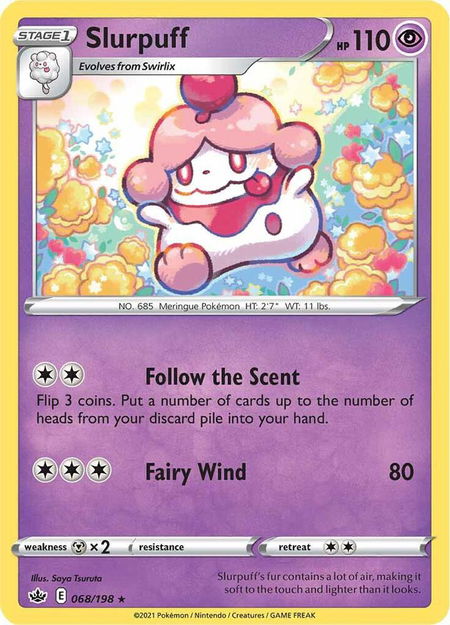 Slurpuff trading card from SWSH06: Chilling Reign Slurpuff - SWSH06: Chilling Reign Pokémon trading card