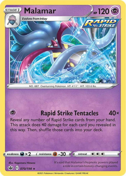 Malamar trading card from SWSH06: Chilling Reign Malamar - SWSH06: Chilling Reign Pokémon trading card