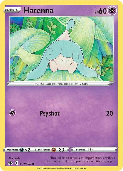 Hatenna trading card from SWSH06: Chilling Reign Hatenna - SWSH06: Chilling Reign Pokémon trading card