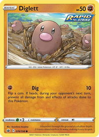 Diglett - SWSH06: Chilling Reign (SWSH06) #076/198 - Common Pokémon Trading Card