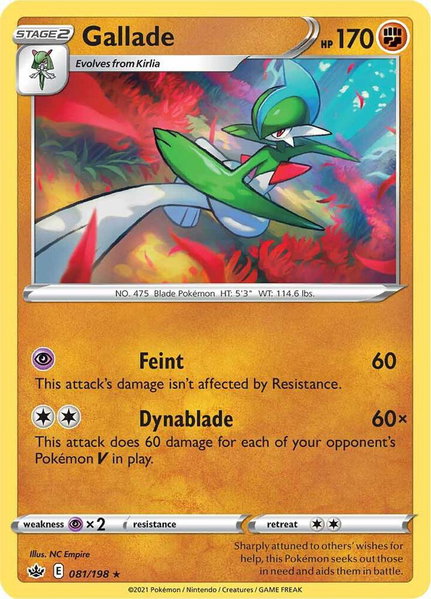 Gallade trading card from SWSH06: Chilling Reign Gallade - SWSH06: Chilling Reign Pokémon trading card