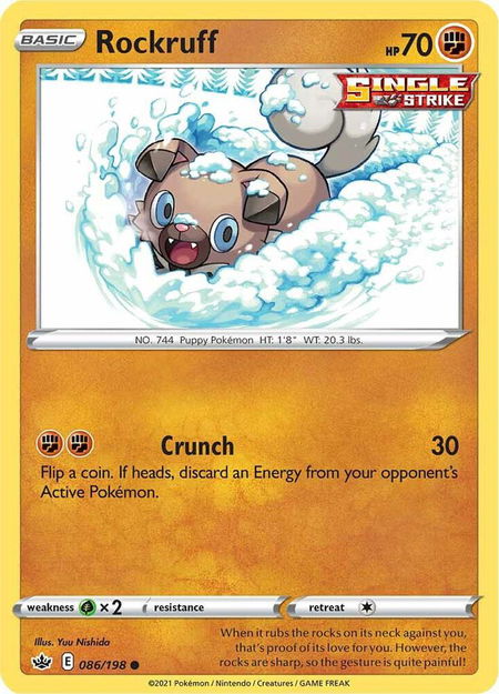 Rockruff trading card from SWSH06: Chilling Reign Rockruff - SWSH06: Chilling Reign Pokémon trading card
