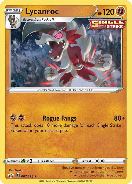 Lycanroc - SWSH06: Chilling Reign Pokémon trading card