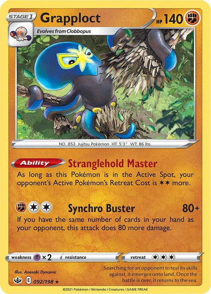 Grapploct trading card from SWSH06: Chilling Reign Grapploct - SWSH06: Chilling Reign Pokémon trading card