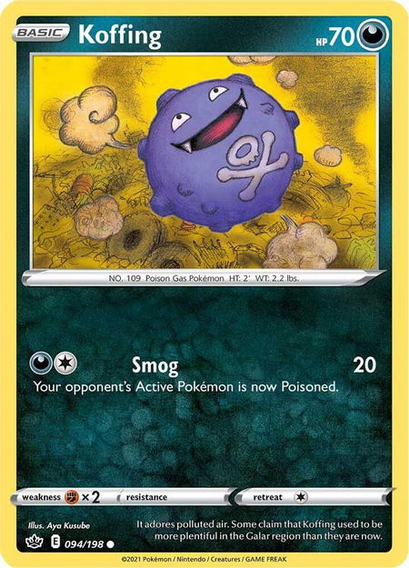 Koffing trading card from SWSH06: Chilling Reign Koffing - SWSH06: Chilling Reign Pokémon trading card