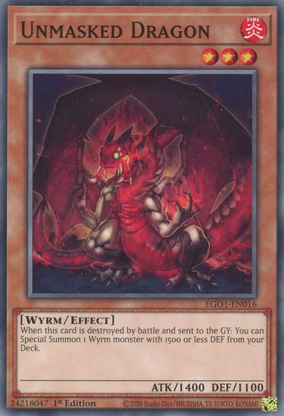 Unmasked Dragon - Egyptian God Deck: Obelisk the Tormentor YuGiOh trading card