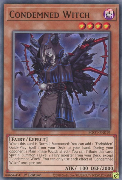 Condemned Witch trading card from Egyptian God Deck: Obelisk the Tormentor Condemned Witch - Egyptian God Deck: Obelisk the Tormentor YuGiOh trading card