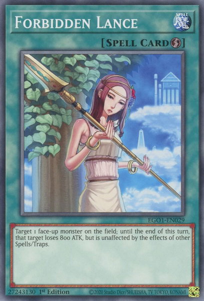 Forbidden Lance trading card from Egyptian God Deck: Obelisk the Tormentor Forbidden Lance - Egyptian God Deck: Obelisk the Tormentor YuGiOh trading card