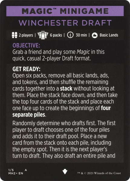 Magic Minigame: Winchester Draft trading card from Modern Horizons 2 Magic Minigame: Winchester Draft - Modern Horizons 2 Magic: The Gathering trading card