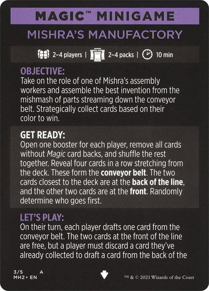 Magic Minigame: Mishra's Manufactory trading card from Modern Horizons 2 Magic Minigame: Mishra's Manufactory - Modern Horizons 2 Magic: The Gathering trading card