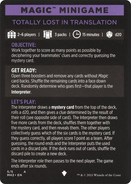 Magic Minigame: Totally Lost in Translation trading card from Modern Horizons 2 Magic Minigame: Totally Lost in Translation - Modern Horizons 2 Magic: The Gathering trading card