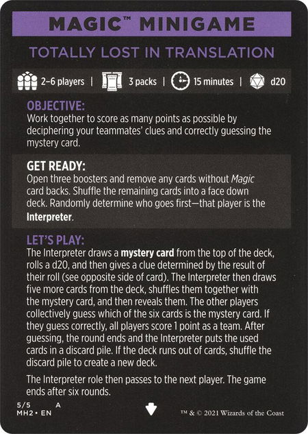 Magic Minigame: Totally Lost in Translation - Modern Horizons 2 Magic: The Gathering trading card
