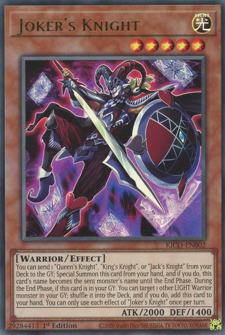 Joker's Knight trading card from King's Court Joker's Knight - King's Court YuGiOh trading card