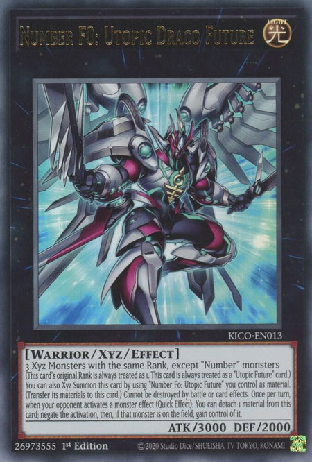 Number F0: Utopic Draco Future trading card from King's Court Number F0: Utopic Draco Future - King's Court YuGiOh trading card