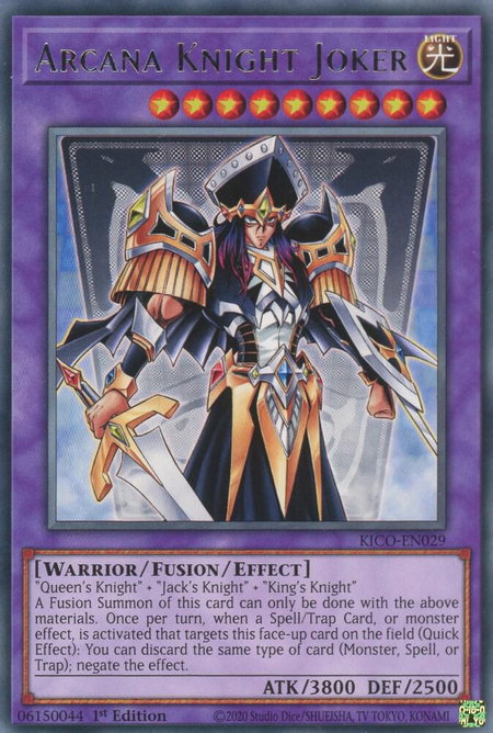 Arcana Knight Joker trading card from King's Court Arcana Knight Joker - King's Court YuGiOh trading card
