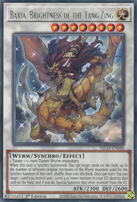 Baxia, Brightness of the Yang Zing trading card from King's Court Baxia, Brightness of the Yang Zing - King's Court YuGiOh trading card