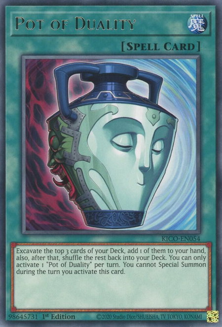Pot of Duality trading card from King's Court Pot of Duality - King's Court YuGiOh trading card