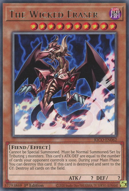 The Wicked Eraser trading card from King's Court The Wicked Eraser - King's Court YuGiOh trading card