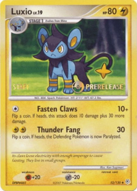 Luxio - 52/130 (Prerelease) [Staff] - Nintendo Promos Pokémon trading card
