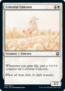Celestial Unicorn - Adventures in the Forgotten Realms Magic: The Gathering trading card