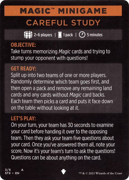 Magic Minigame: Careful Study - Strixhaven: School of Mages Magic: The Gathering trading card