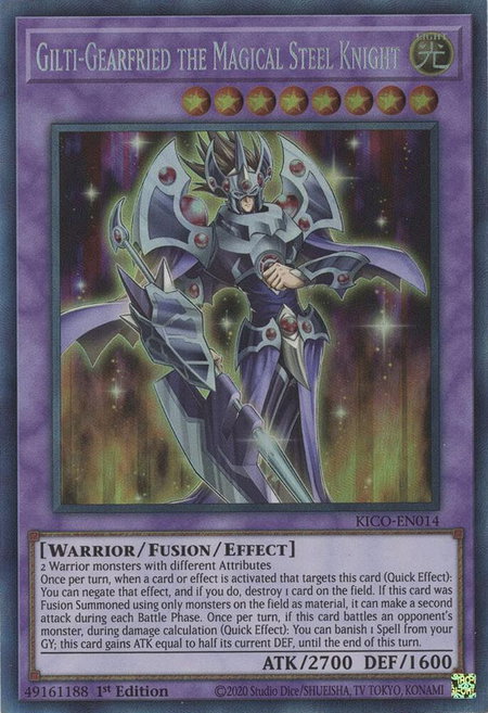 Gilti-Gearfried the Magical Steel Knight (CR) trading card from King's Court Gilti-Gearfried the Magical Steel Knight (CR) - King's Court YuGiOh trading card