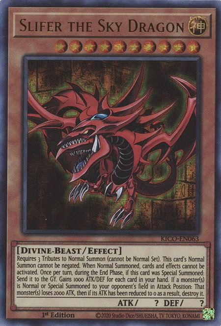 Slifer the Sky Dragon (Ultra Pharaoh's Rare) trading card from King's Court Slifer the Sky Dragon (Ultra Pharaoh's Rare) - King's Court YuGiOh trading card