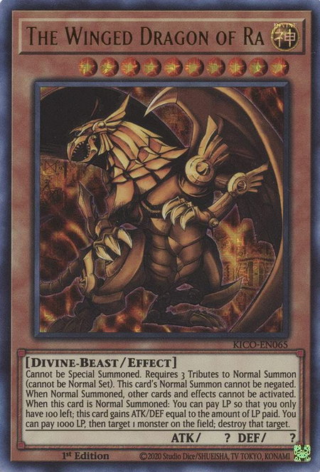 The Winged Dragon of Ra (Ultra Pharaoh's Rare) trading card from King's Court The Winged Dragon of Ra (Ultra Pharaoh's Rare) - King's Court YuGiOh trading card