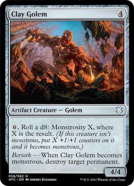 Clay Golem trading card from Commander: Adventures in the Forgotten Realms Clay Golem - Commander: Adventures in the Forgotten Realms Magic: The Gathering trading card
