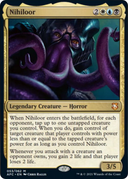 Nihiloor trading card from Commander: Adventures in the Forgotten Realms Nihiloor - Commander: Adventures in the Forgotten Realms Magic: The Gathering trading card