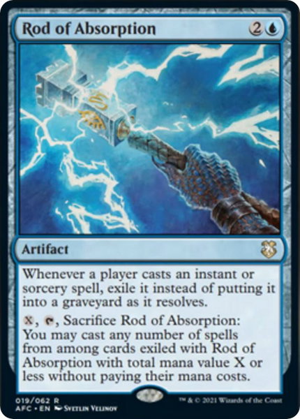 Rod of Absorption trading card from Commander: Adventures in the Forgotten Realms Rod of Absorption - Commander: Adventures in the Forgotten Realms Magic: The Gathering trading card