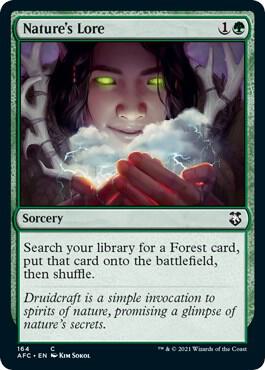 Nature's Lore trading card from Commander: Adventures in the Forgotten Realms Nature's Lore - Commander: Adventures in the Forgotten Realms Magic: The Gathering trading card