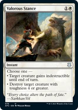 Valorous Stance trading card from Commander: Adventures in the Forgotten Realms Valorous Stance - Commander: Adventures in the Forgotten Realms Magic: The Gathering trading card